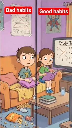 Bad habits vs Good habits # animation #cartoon #ai