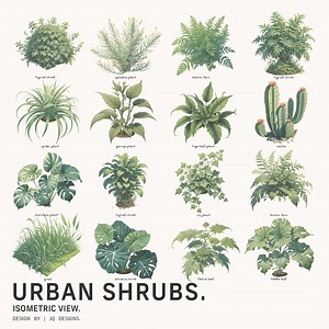 Set of 16 Isometric Shrub Vector Set – Instant Digital Download - Etsy