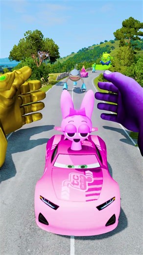 Wacky Stunts & Crazy Rides Against Giant Thanos Hand Crusher! – BeamNG.Drive