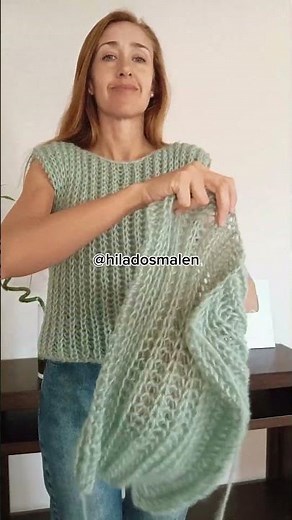Learn how to knit a sweater in English rib stitch step-by-step 👏 #knitting #tricot