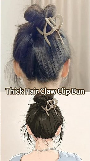 How to K.O. Thick Hair! 10s Claw Clip Bun That Actually STAYS 🦈✨#thickhair #hairstyle #messybun