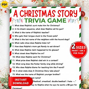 A Christmas Story Trivia Game, Christmas Printable Game, Xmas Movie Trivia Quiz, Holiday Party Game, Printable Family Quiz, Christmas Games - Etsy