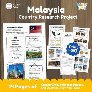 MALAYSIA Country Research Project | Asia Printable Geography Worksheets