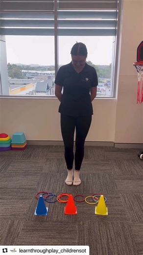 This engaging activity is more than just fun - it plays a significant role in helping children develop essential skills for everyday life - and here’s why: ✴️ Balance Skills ➡️ Standing on one foot while lifting the hoop challenges a child’s balance. This improves their stability, which is crucial for activities like walking, running, and climbing. Good balance helps kids navigate their environment safely and confidently. ✴️ Coordination ➡️ Moving the hoop with their toes requires coordinated mo