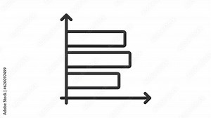 Data visualization icons animation. Animated line graphs and diagrams. Statistical analysis. Project management. Loop HD video with alpha channel, transparent background. Outline motion graphic
