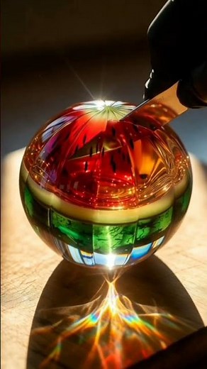 Extreme Macro ASMR | Watermelon Glass Cutting With Knife | Satisfying Close-Up Sounds