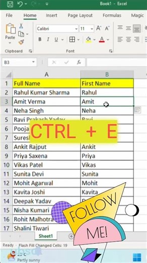 Excel में Flash Fill का Secret | सीखें CTRL + E Shortcut का जादू!