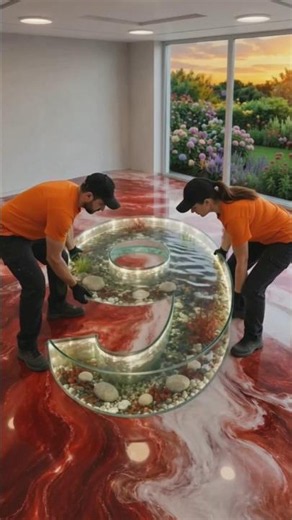 This 9 shaped unique Epoxy Floor is INSANE 🤯🐠✨ #epoxyresin #renovation #shorts #diy