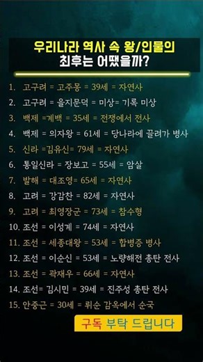 우리나라 역사 속 왕, 인물의 최후는 어땠을까