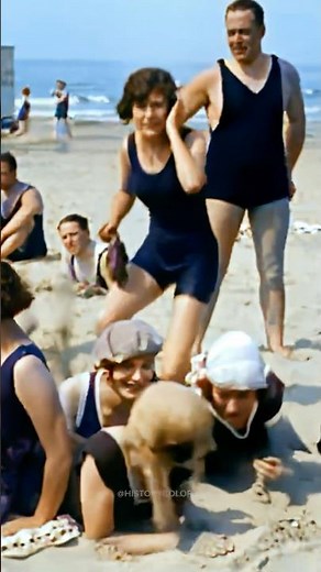 At the beach in 1925 - Restored Footage