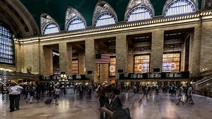 Walking at the Grand Central train station ticket hall in Manhattan, New York City, NY