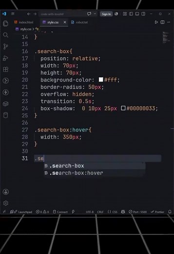 Expand Search Bar with Only HTML & CSS — Smooth Hover