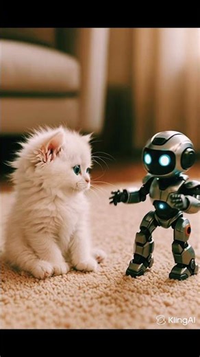 Kitten vs dancing robot 🤖🐱✨