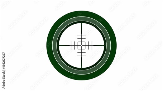 Sniper Scope Target with Green Optical Sight and Crosshairs on Transparent Background transparent background alpha channel