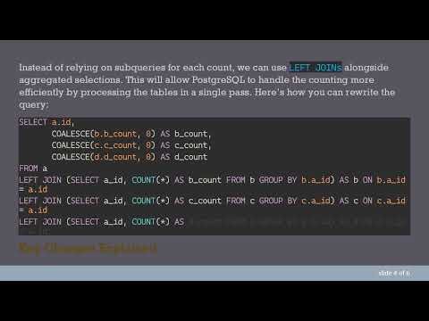 Optimizing PostgreSQL Queries: The Best Way to Join Multiple Tables for Performance