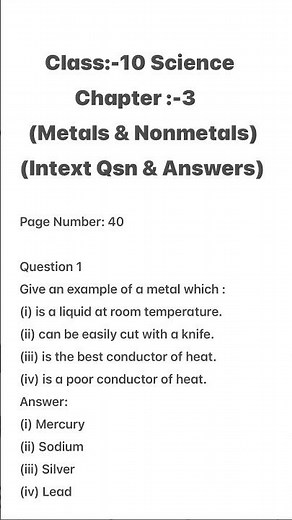Class 10 Science Chapter 3 NCERT ( Metal and Nonmetals) Intext Questions And Answers