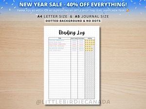 Reading Log Chart - PRINTABLE Journal Page - Planner Page - Book Tracker - Reading Tracker - Habit Tracker - Track Books Read - Book Journal - Etsy