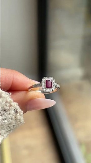 Art Deco Style Ruby and Diamond Ring in 9ct White Gold