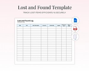 Lost and Found Log Template | Printable Equipment Tracker | Editable Lost Item Form for Schools, Offices & Events | PDF Download - Etsy