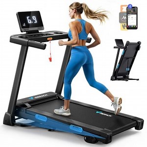 Merach – Tapis de course pliable 0.8-12 km/h – Inclinaison 3 niveaux – Écran LED – Compatible avec application – Système d'absorption des chocs