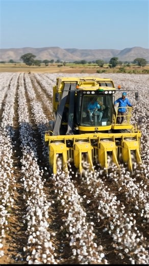 Modern Cotton Harvesting with Advanced Machine