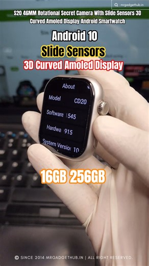 S20 46MM Rotational Secret Camera With Slide Sensors 3D Curved Amoled Display Android Smartwatch ♥️