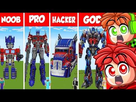 NOOB vs PRO vs HACKER Staví OPTIMUS PRIME v Minecraftu...