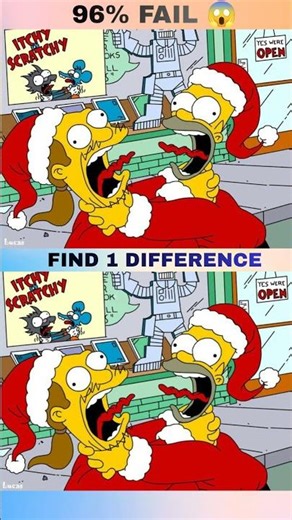 Homer Simpson Christmas Challenge: Can you find the 1 hidden difference? 96% fail! #shorts #simpsons