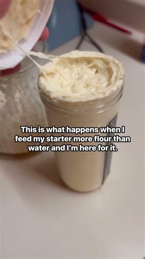 How my sourdough starter looks when I feed it more flour than water