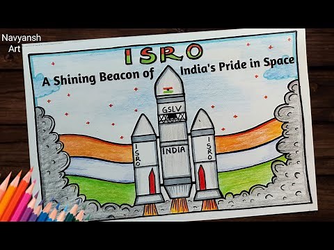 National Space Day drawing / How to draw ISRO Day poster / National Space Day poster drawing easily
