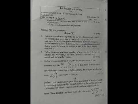 3rd 2081 #bsc #maths #real #analysis #question #paper #tu #exam (MAT 302) new #course 