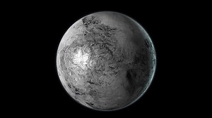 Haumea dwarf planet isolated on black background. 3D render.