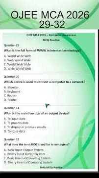 OJEE MCA 2026 Most Important MCQs 😱 Computer Awareness Practice #shorts