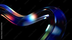 Abstract animation, glass shape with color refraction effect, 4k seamless looped video, 3d render