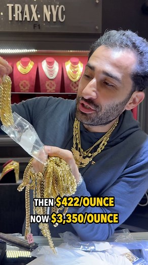 214K views · 4.2K reactions | This gold chain package is worth $350,000 but was only $35,000 20 years ago as I’ve been trying to explain to you . It’s TraxNYC.com to purchase your gold chain, or 64 West 47th street. #traxnyc #gold #goldchains #unboxing | Trax NYC Custom Jewelry | Facebook