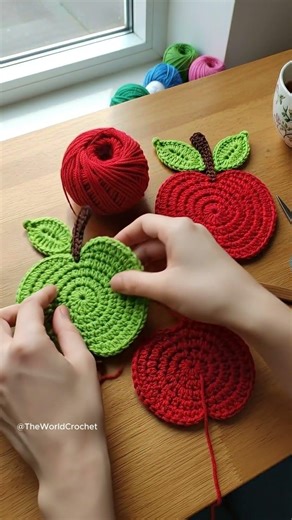 Crocheting Apple Coasters 🍎🧶