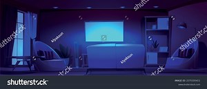 Cartoon Living Room Tv Set Night Stock Vector (Royalty Free) 2275105411 | Shutterstock