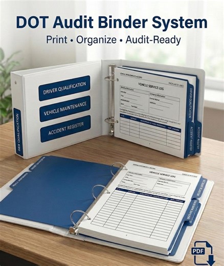 DOT Audit Binder Kit – FMCSA Trucking Compliance Forms + Setup Guide & Folder Labels - Etsy Canada