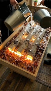 The Ultimate Fall Transformation! 🍂🪵 You have to see how this table comes together. Using birch logs, fallen leaves, and resin to create a permanent piece of autumn for the living room. It’s so satisfying to watch! 😍 Tag someone who would love this in their living room! 👇 #woodworking #epoxy #diy #falldecor #satisfying #interiordesign #resinart | womloom.deco