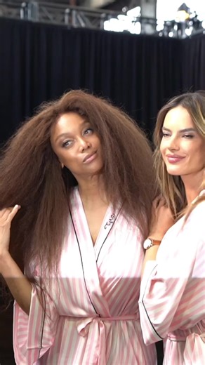 Tyra Banks and Alessandra Ambrosio at Victoria's Secret Runway Show