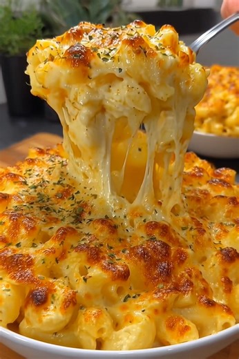 🧀 Baked Mac and Cheese : Extra Creamy, Cheesy & Golden Perfect! This Baked Mac and Cheese is the ultimate comfort food , creamy inside, golden and crispy on top, with stretchy melted cheese in every bite. It’s homemade, cozy, and tastes like heaven straight out of the oven! 🧄 Ingredients 300 g (10 oz) elbow macaroni 3 tbsp butter 3 tbsp flour 3 cups milk (warm) 1 cup heavy cream 2 cups shredded cheddar cheese 1 cup shredded mozzarella cheese ½ cup grated Parmesan cheese 1 tsp mustard (optional