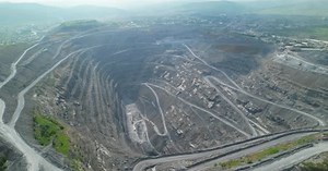 Flying Over a Large Mining Quarry