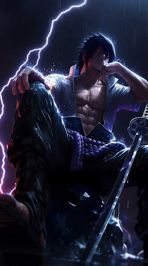 Cold Sasuke Edit 💀 Rain + Sword 4K Live Wallpaper