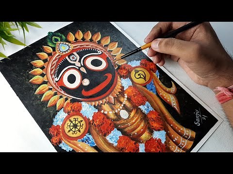 Lord Jagannath Drawing Step By Step, Rath yatra special drawing, Acrylic painting | Sanju Arts