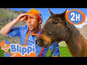 Blipp Visits a Ranch and Learns How to Ride a Horse! | 2 HOURS OF BLIPPI TOYS!