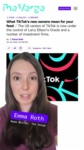 The US version of TikTok is now under the control of Larry Ellison’s Oracle and a number of investment firms. #tiktok #technews | The Verge