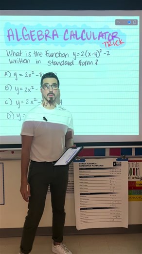 A helpful calculator trick to help you always get the correct answer when finding equivalent equations. This example is about quadratic standard form to vertex form. #math #algebra1 #algebra2 #texasteacher #fyp #quadraticequations #vertexformtostandardform #trick