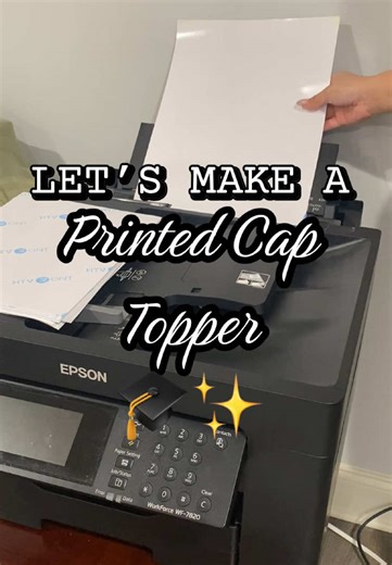 PRINTED GRAD CAP TOPPER✨ BEGINNING ➡️ END😊 Well maybe not to the very end but I already posted the last step which is adding how the graduate will be able to put their topper to their cap😁 #mgmcreations #printedgradcaptopper #customgradcap #printedcaptopper