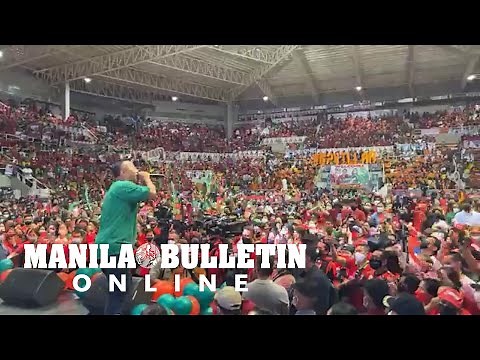 Rapper Andrew E. wows supporters of UniTeam as he performs during BBM-Sara grand rally in Laguna