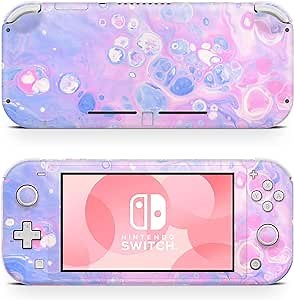 ZOOMHITSKINS Pink Switch Lite Accessories, Compatible for Switch Lite Pink Skin, Liquid Opal Mauve Pink Gloss Rossy Pale Bulle Art Graphic Abstract, 3M Vinyl, Durable & Fit, Made in The USA